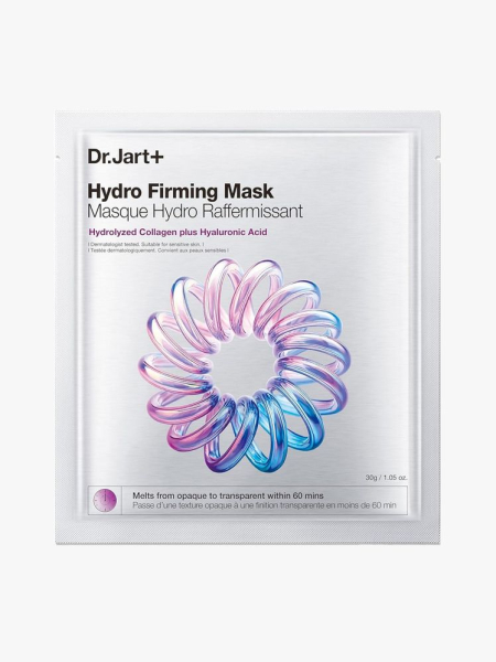 Dr. Jart+ Hydro Firming Mask in branded component on a light gray background